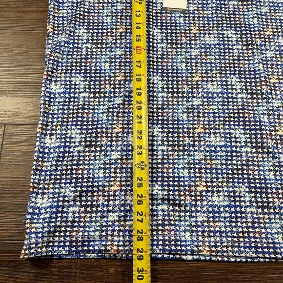 MAELREG Performance Polo Shirt Men's L Blue Multicolor Houndstooth Short Sleeve - Picture 5 of 8